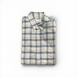 STEVEN ALAN MENS CASUAL BUTTON SHIRT SIZE XL MADE USA GREY BLUE PATTERN RP$245